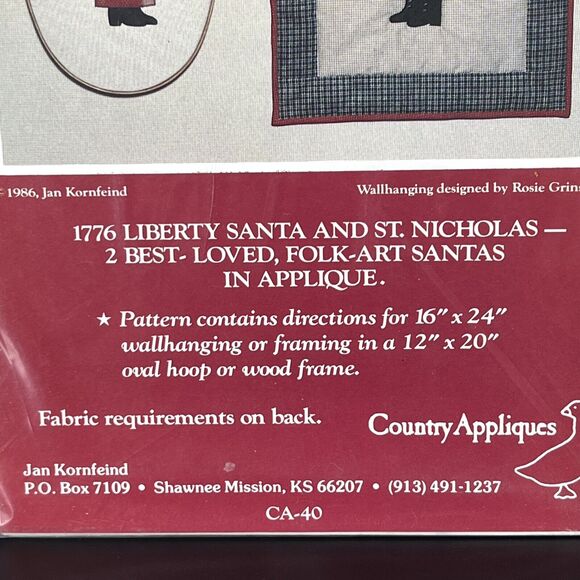 Country Appliques Olde Santa Series 2 Folk-Art Santa Designs Quilt Pattern CA-40 - Picture 5 of 9